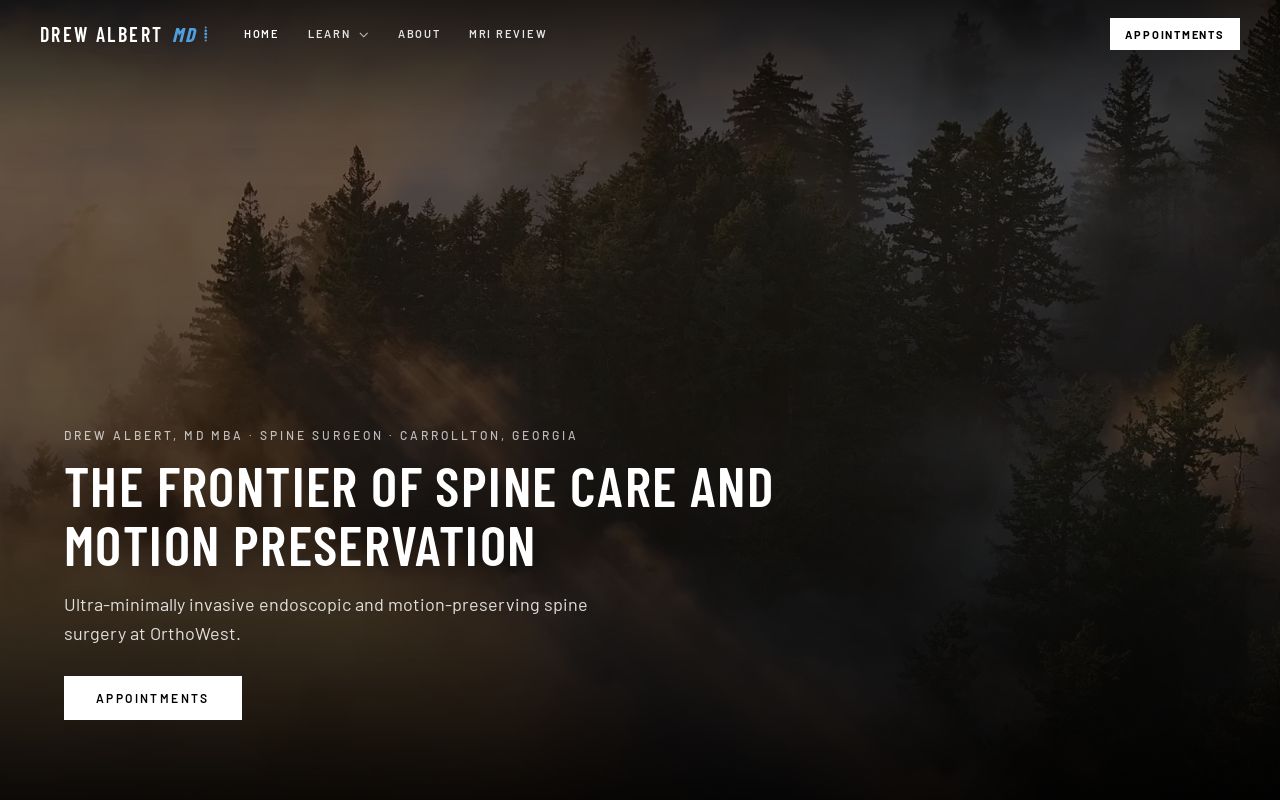 Example surgeon website from the Startup Studio