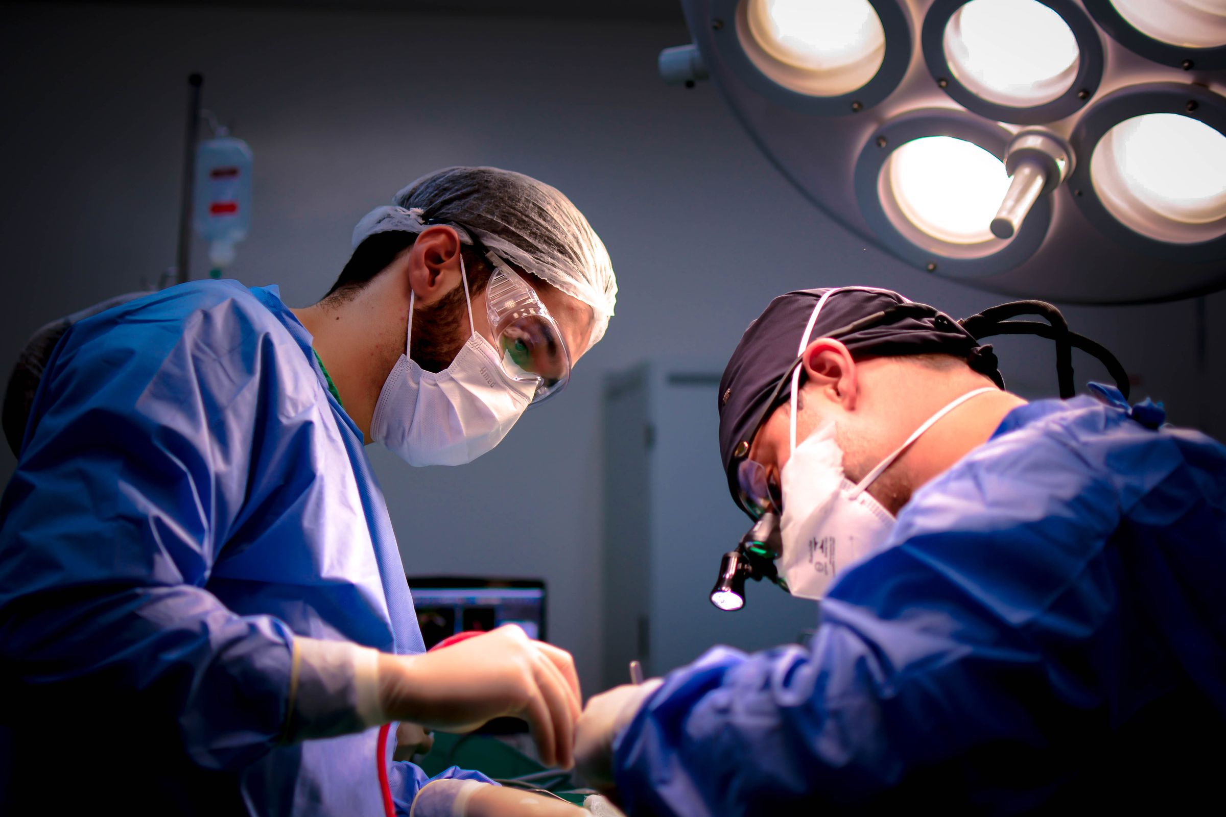 Surgical team performing an operation